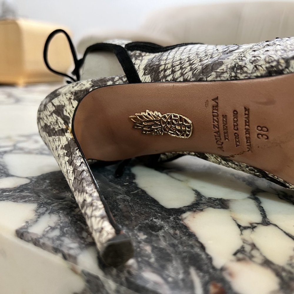 Aquazzura Sexy Thing Cutout Snakeskin Sandals 38 - Picture 8 of 9